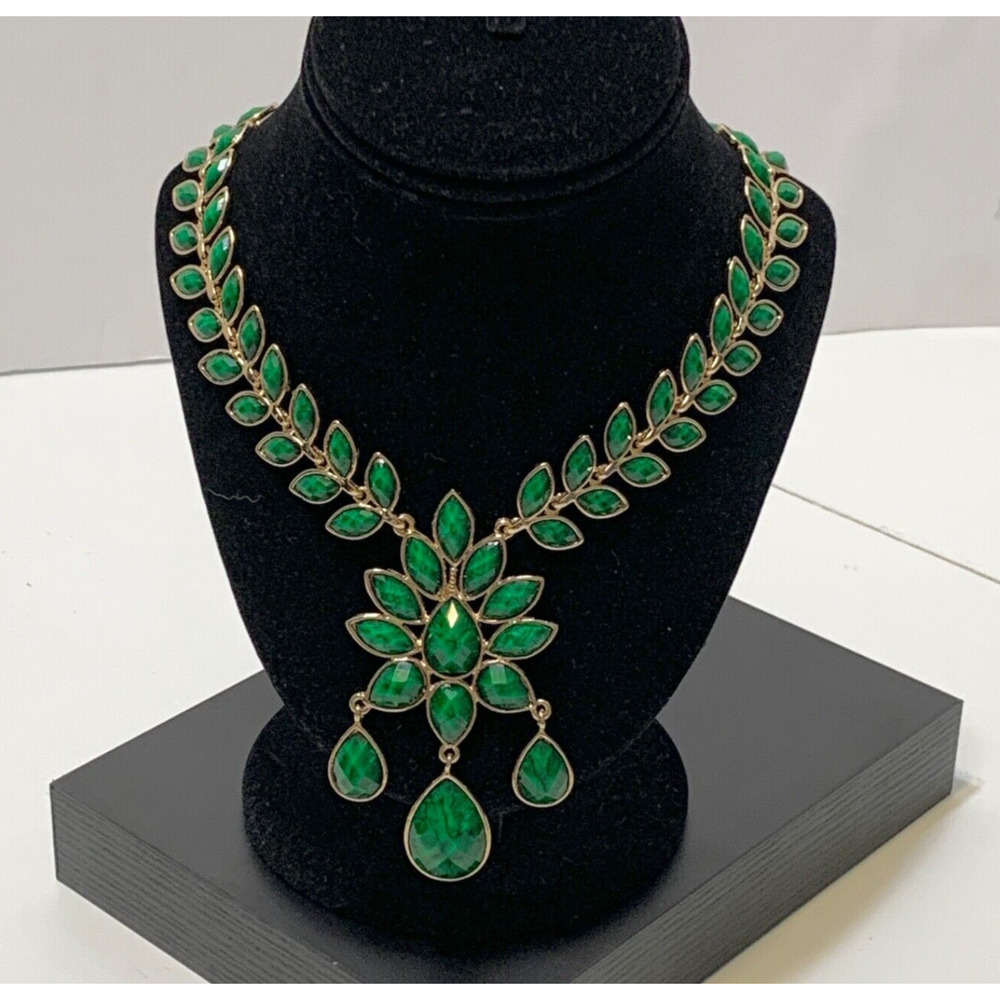 Amrita Singh Hamptons Dune Necklace Emerald Indian Royalty Statement Jewelry NIB